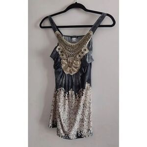 NWOT~Venus Gray & Silver Embellished Camisole/Dressy Top Sz Medium